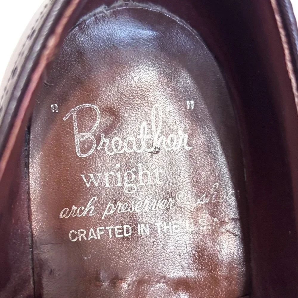 Breather Wright Mens Wingtip Oxford Brogue Derby Dress Shoes Size 11.5B Oxblood‎